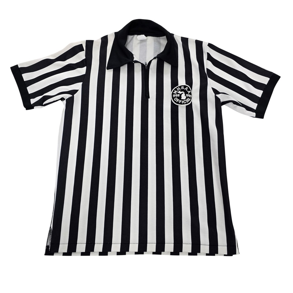 Vintage Cliff Keen Referee Shirt MHSAA Official 1988 USA Made Single‎ Stitch L